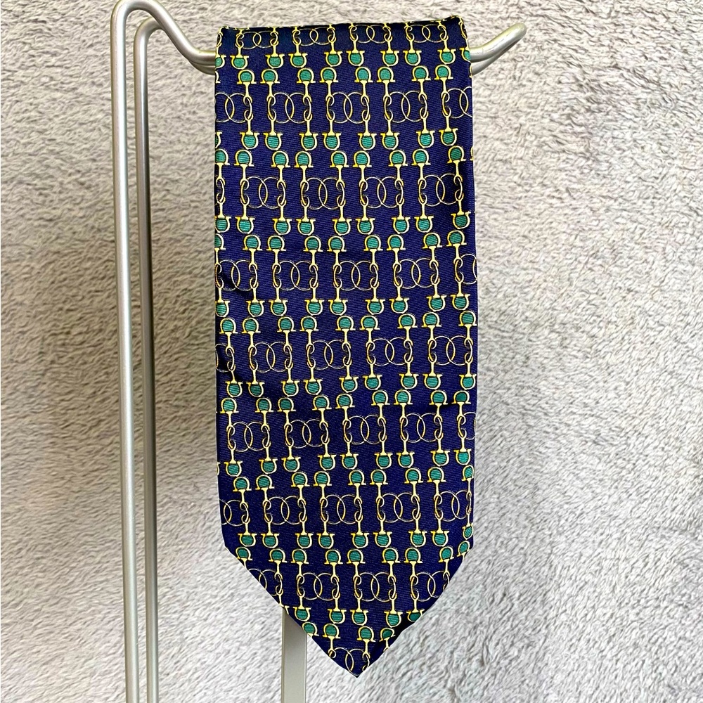 Men’s Vintage Paolo Gucci Geometric Chainlink Tie 100% Silk Italy Made Necktie